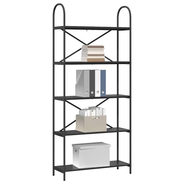 vidaXL Grāmatu plaukts Melns ozolkoks 80 x 30 x 183 cm