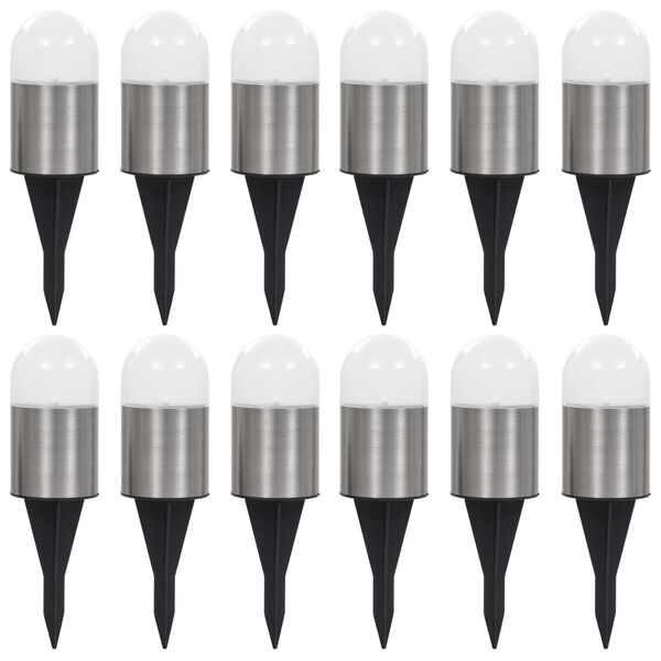 vidaXL solārās zemes lampas, 12 gab., LED, baltas