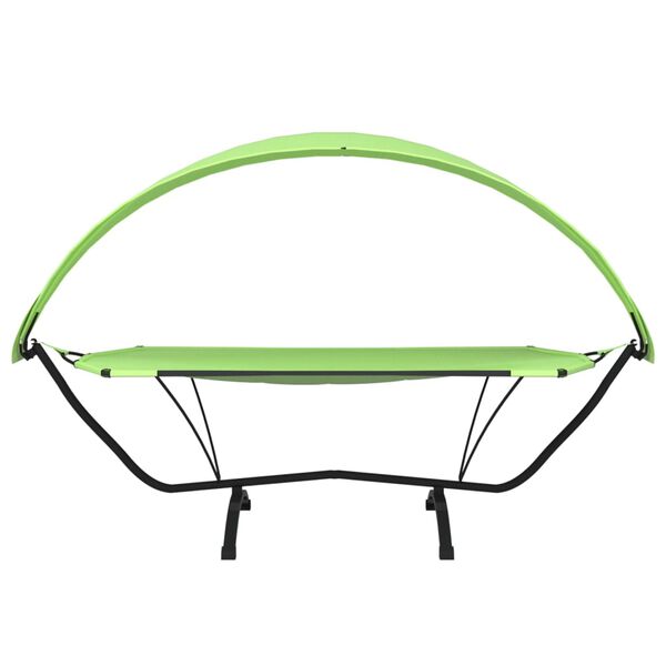 vidaXL āra atpūtas gulta ar jumtu, tērauds un zaļš Oksfordas audums