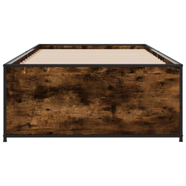 vidaXL gultas rāmis, ozola krāsā, 75x190 cm, inženierijas koks, metāls