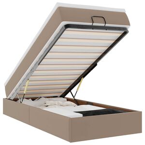 vidaXL Osmaņu gultas rāmis ar matrača kapučīno 100x200cm mākslīgā āda