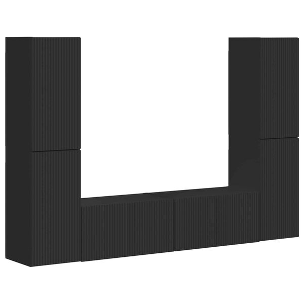 vidaXL TV skapī&scaron;u komplekts 6 pcs Melna Inženierijas koks