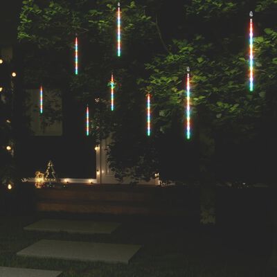 vidaXL meteoru lampiņas, 8 gab., 30 cm, 192 LED, krāsainas