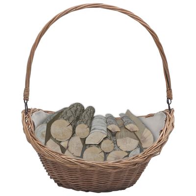 286987 vidaXL Firewood Basket with Handle 57x46,5x52 cm Brown Willow
