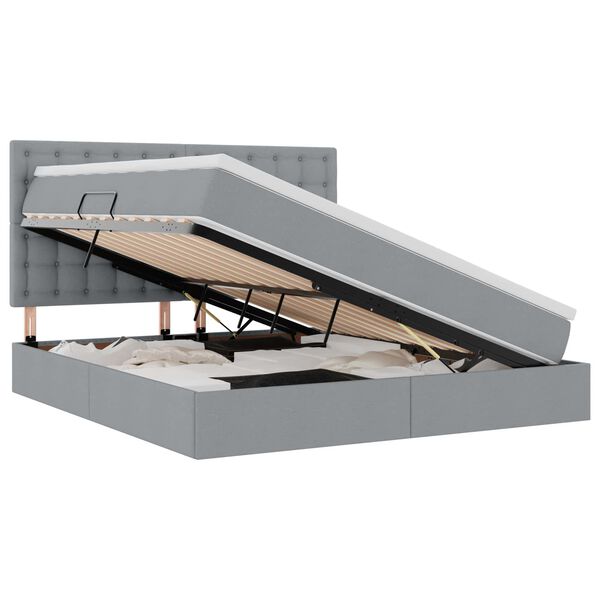 vidaXL Gulta ar uzglabā&scaron;anas vietu un LED Gai&scaron;i pelēks 160 x 200 cm