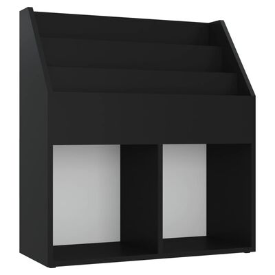 vidaXL bērnu grāmatplaukts, melns, 71x30x78,5 cm, skaidu plāksne