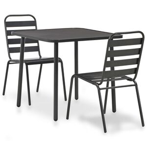 vidaXL 3-daļīgs bistro mēbeļu komplekts, tērauds, tum&scaron;i pelēks