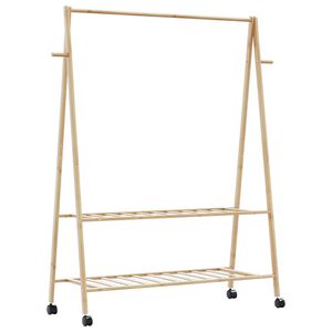 vidaXL drēbju statīvs ar plauktiem&riteņiem 132x45,5x155,5 cm bambuss