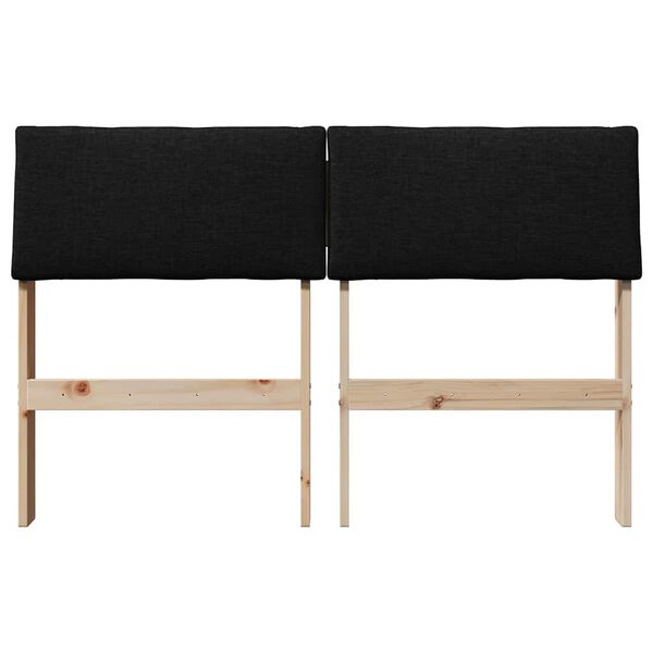 vidaXL Mīkstināts gultas galvgalis Melna 120 cm Ciets priedes koks