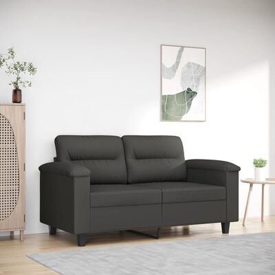 vidaXL divvietīgs dīvāns, 120 cm, tumši pelēks mikrošķiedras audums