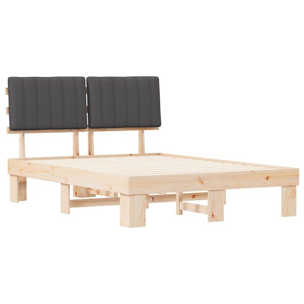 vidaXL Gultas rāmis ar polsterētu galvas balstu Tum&scaron;i pelēks