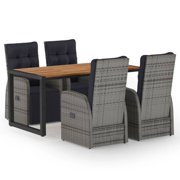 vidaXL 5-daļīgs dārza mēbeļu komplekts, pelēks