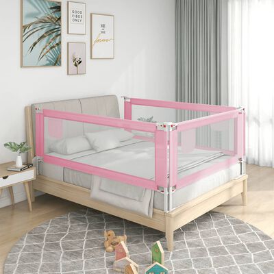 vidaXL bērnu gultas aizsargbarjera, rozā, 160x25 cm, audums