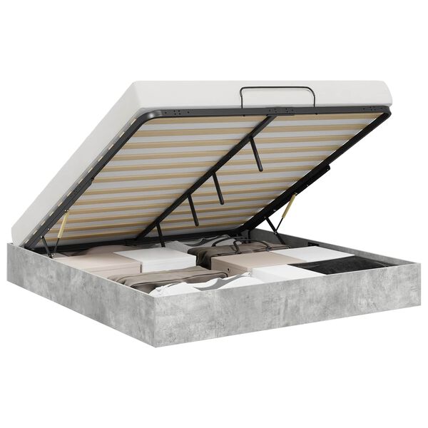 vidaXL Otomāna gultas rāmis ar uzglabā&scaron;anu Betona Pelēks 160 x 200 cm