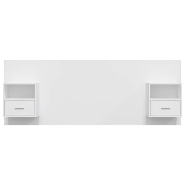 vidaXL gultas galvgalis ar skapīšiem, balts, inženierijas koks