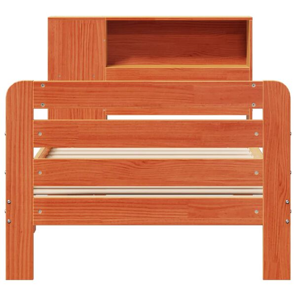 vidaXL gulta bez matrača, vaska brūnas, 90x190 cm, priedes masīvkoks