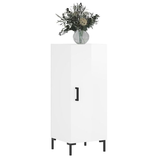 vidaXL kumode, spīdīgi balta, 34,5x34x90 cm, inženierijas koks