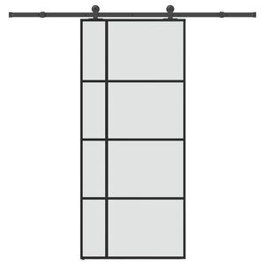 vidaXL bīdāmās durvis ar stiprinājumiem, stikls, alumīnijs, 90x205 cm
