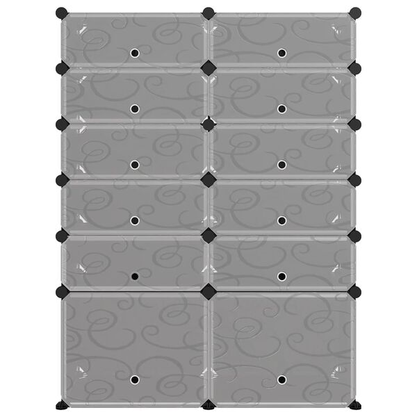 vidaXL apavu plaukts, melns, 94x37x125 cm, plastmasa