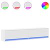 vidaXL TV sienas plaukts ar LED, balts, 180x31x38 cm