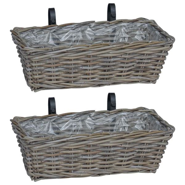 vidaXL Pakaramais stādāmā grozs 2 pcs Pelēka 48 x 22 x 15 cm