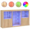 vidaXL kumode ar LED lampiņām, ozolkoka krāsa, 181,5x37x100 cm