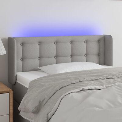 vidaXL gultas galvgalis ar LED, 103x16x78/88 cm, gaiši pelēks audums