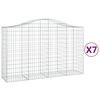 vidaXL arkveida gabiona grozi, 7 gb., 200x50x120/140cm, cinkota dzelzs
