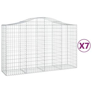 vidaXL arkveida gabiona grozi, 7 gb., 200x50x120/140cm, cinkota dzelzs