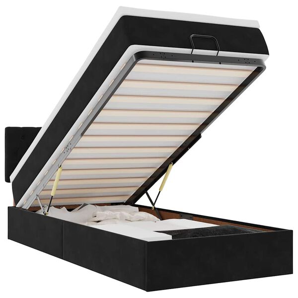 vidaXL Osmaņu gultas rāmis ar matrača melns 80x200cm samts