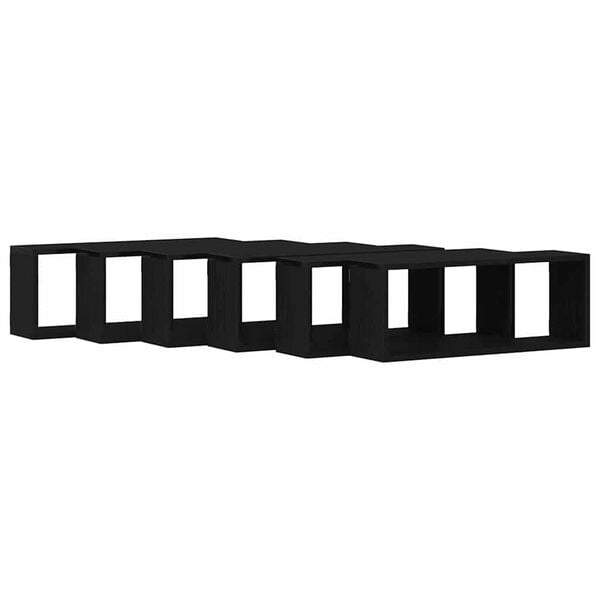 vidaXL Sienas plaukti ar plauktu 6 pcs Melns ozols 60 x 15 x 23 cm