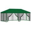 vidaXL Paviljons ar sānu sienām 6 x 3 m Zaļa Poliesters un tērauds
