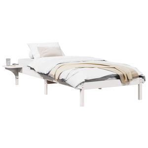 vidaXL Gultas rāmis Balts 90 x 200 cm Ciets priedes koks