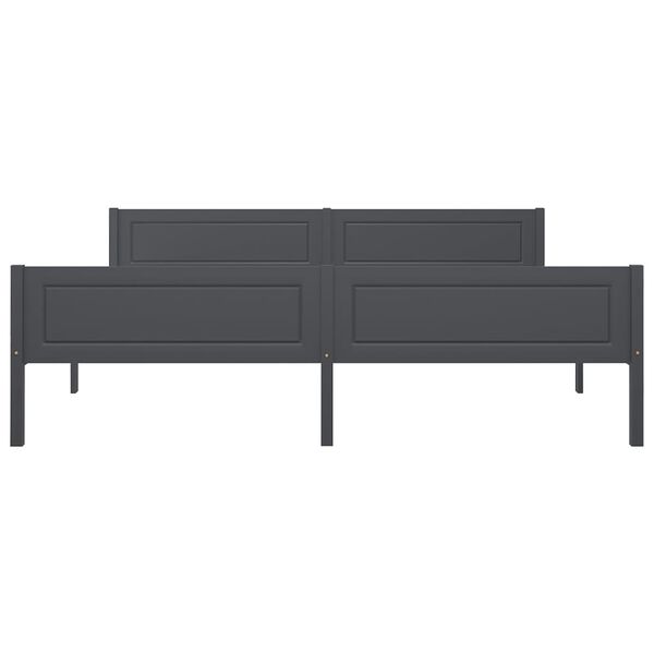 vidaXL gultas rāmis, priedes masīvkoks, pelēks, 180x200 cm