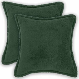 vidaXL Spilvenu pārvalks 2 pcs HOUTEN Tum&scaron;i zaļ&scaron; 30 x 30 cm Boucl&eacute;
