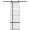 vidaXL bīdāmās durvis ar stiprinājumiem, melns, stikls, 76x205 cm