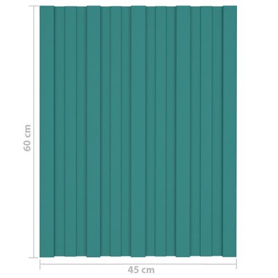 vidaXL jumta paneļi, 36 gab., cinkots tērauds, zaļi, 60x45 cm