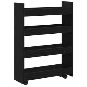 vidaXL &Scaron;aurs uzglabā&scaron;anas ratiņ&scaron; Melns ozolkoks 60 x 20 x 82 cm
