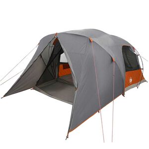 vidaXL Dome telts 4 personām Pelēka un oranža 455 x 252 x 178 cm