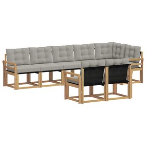 vidaXL Āra dīvānu komplekts ar spilvenu 8 pcs Balta un gai&scaron;i pelēka