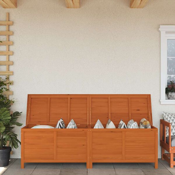 vidaXL uzglabāšanas kaste, brūna, 198,5x50x56,5 cm, egles masīvkoks