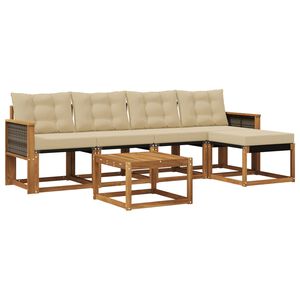 vidaXL Āra dīvānu komplekts ar spilvenu 6 pcs Dabisks un bē&scaron;s