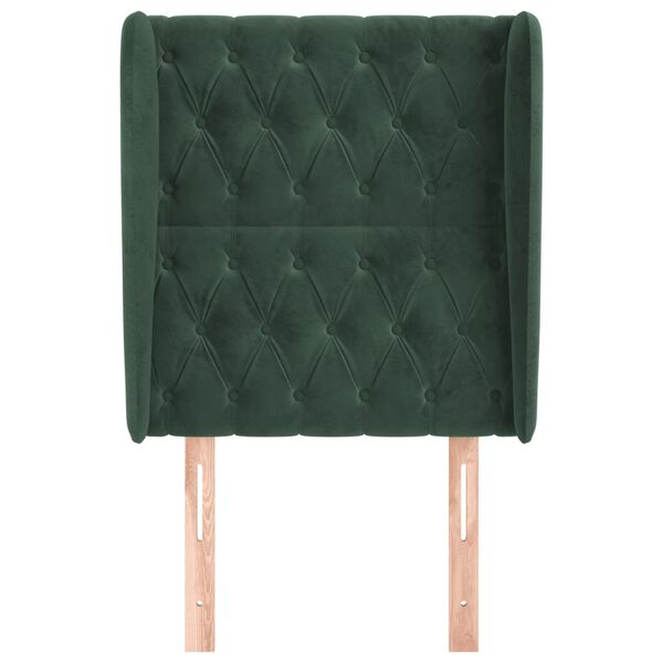 vidaXL galvgalis ar malām, 83x23x118/128 cm, tumši zaļš samts