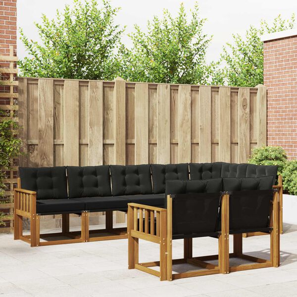 vidaXL Āra dīvānu komplekts ar spilvenu 8 pcs Dabīgs un melns