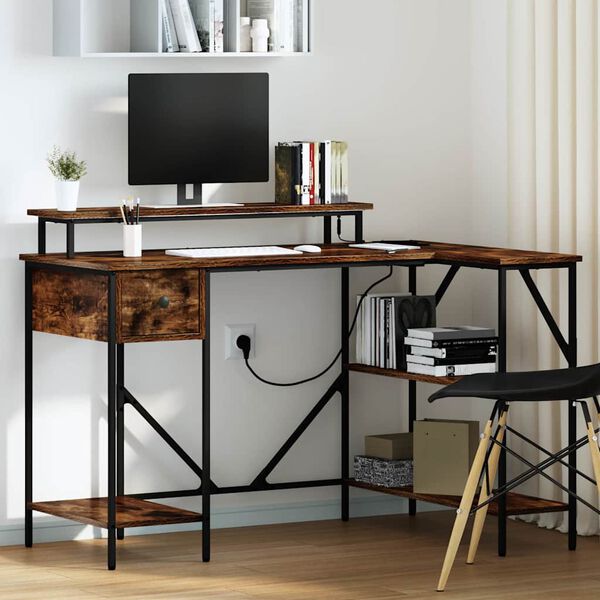 vidaXL Galds Dūmaka ozols 120 x 79 x 86,5 cm Inženierijas koks