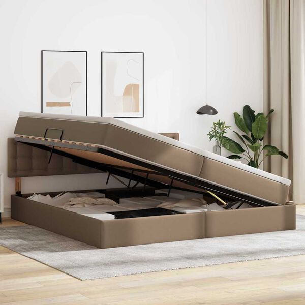 vidaXL Gulta ar uzglabā&scaron;anas vietu un matraci Kafija 200 x 200 cm