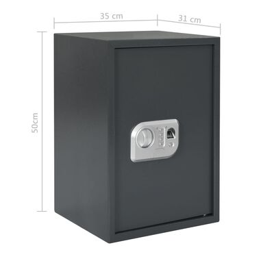 vidaXL digitālais seifs ar pirkstu nospiedumu, pelēks, 35x31x50 cm