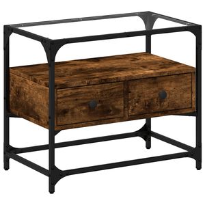 vidaXL TV skapītis, stikla virsma, ozola, 60x35x51 cm, konstruēts koks