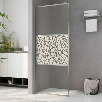 vidaXL dušas siena, ESG stikls ar akmeņu dizainu, 115x195 cm