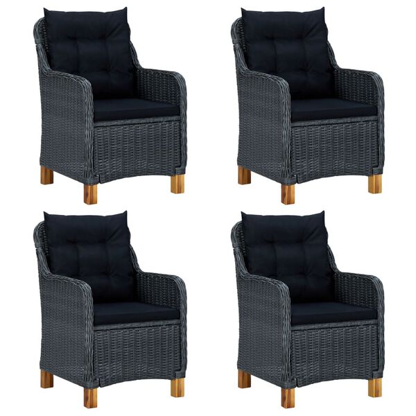 vidaXL 5-daļīgs dārza mēbeļu komplekts ar matračiem, PE rotangpalma